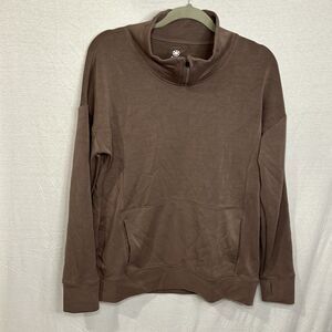 Gaiam Hudson Mock Neck Tunic Deep Taupe Womens Size medium